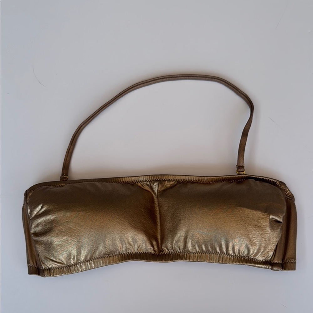 J Crew gold lamé bikini top, size small